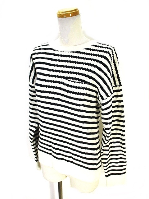 イーハイフンワールドギャラリー E Hyphen World Gallery ニット セーター 長袖 クルーネック 胸ポケット ボーダー 白 紺 ホワイト ネイビー F レディース 146 202012160090 ベクトルパーク