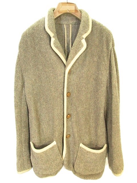 ヴァン ヂャケット Van Jac 美品 ブークレ ニット テーラード ジャケット くるみボタン F ブラウン ベージュ メンズ 146 ベクトルパーク