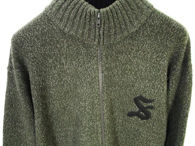 ステューシー STUSSY ニット セーター 長袖 ジップアップ ローゲージ 