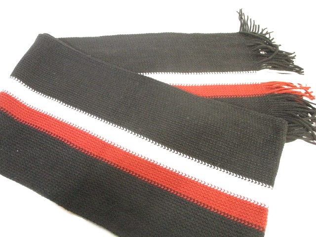 モンクレール MONCLER 美品 ニット マフラー ショール フリンジ ロゴ 