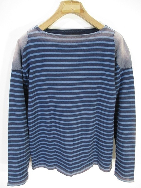 ナイジェルケーボン Nigel Cabourn バスク シャツ カットソー 長袖 ボートネック ボーダー 柄 コットン 46 ネイビー ブルー 紺 青 Qw メンズ 146 ベクトルパーク