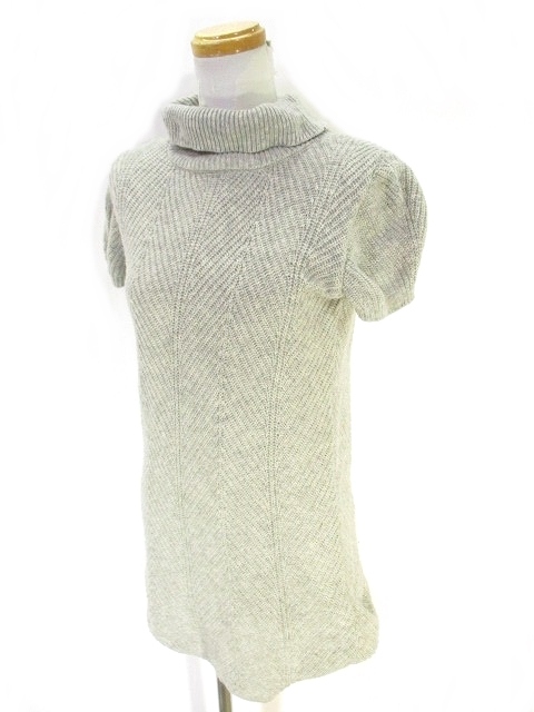 未使用品 リエンダ Rienda ニット ワンピース 半袖 ショート ミニ タートルネック 無地 灰色 グレー M レディース 146 ベクトルパーク