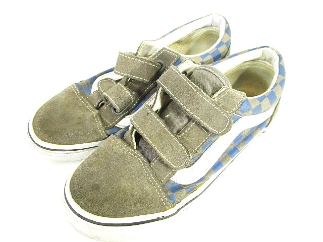 バンズ Vans スニーカー 子供靴 ベルクロ 部分スエード チェック グレー 1 5 キッズ 146 ベクトルパーク