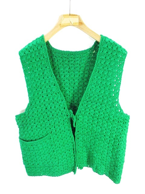 ニット ベスト ローゲージ 緑 グリーン メンズ 146 ベクトルパーク