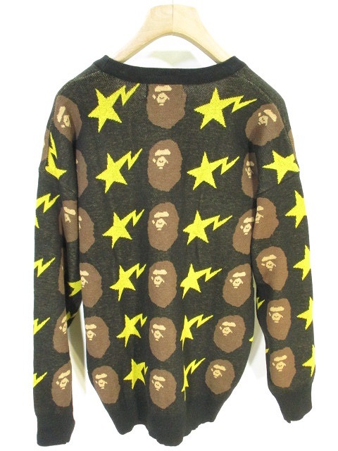アベイシングエイプ A BATHING APE 美品 ニット カーディガン 長袖 V 
