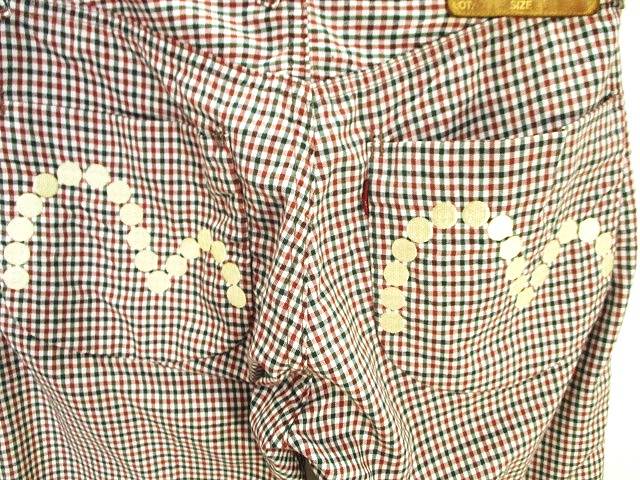 エヴィス EVISU ゴルフ パンツ ロング チェック 刺繍 カモメ 白