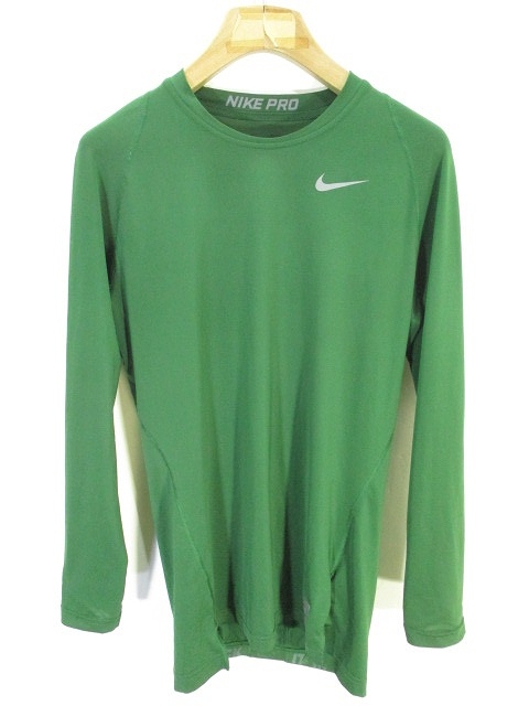 ナイキ Nike Pro スポーツ アンダー ウェア インナー シャツ 長袖 クルーネック M グリーン 緑 国内正規 メンズ 146 ベクトルパーク