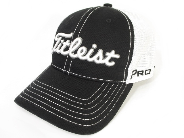 タイトリスト Titleist フットジョイ Footjoy 美品 ゴルフ メッシュ キャップ 帽子 ロゴ 刺繍 バイカラー ブラック ホワイト 黒 白 メンズ 146 ベクトルパーク