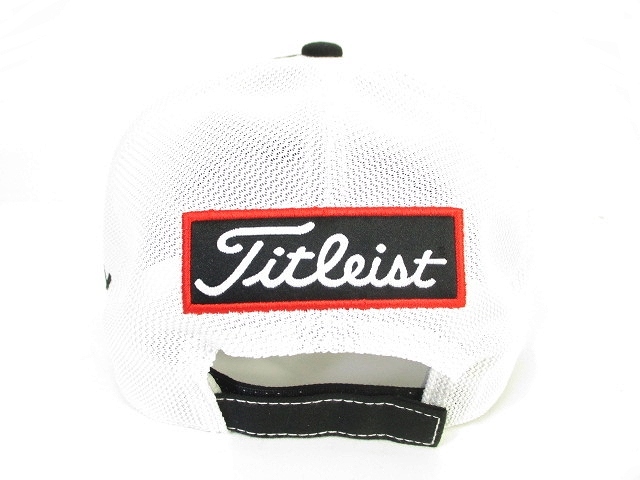 タイトリスト Titleist フットジョイ Footjoy 美品 ゴルフ メッシュ キャップ 帽子 ロゴ 刺繍 バイカラー ブラック ホワイト 黒 白 メンズ 146 ベクトルパーク