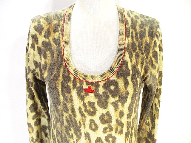 ヴィヴィアンウエストウッドレッドレーベル Vivienne Westwood RED LABEL ニット セーター 長袖 レオパード オーブ ベージュ 3 国内正規 ZX レディース 絶賛商品 Vivienne レオパード ニット Westwood ニット/セーター