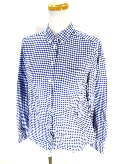 ギャップ Gap ボタンダウン シャツ 長袖 ギンガムチェック 柄 青 ブルー S レディース 146 ベクトルパーク