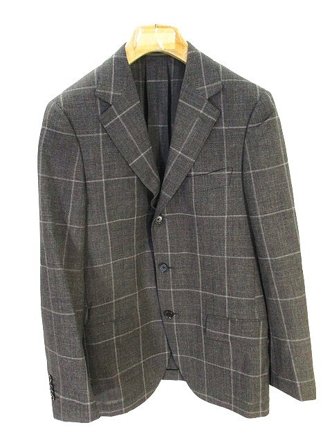 ユナイテッドアローズ United Arrows 美品 テーラード ジャケット シングル 3釦 チェック 春夏 グレー 46 メンズ 146 ベクトルパーク