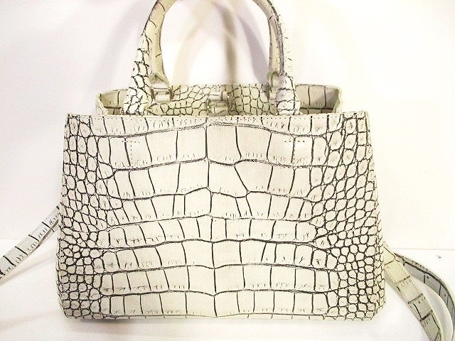 キャットインザクローゼット Cat In The Closet 2way ハンド ショルダー バッグ クロコ型押し 白 ホワイト レディース 146 ベクトルパーク