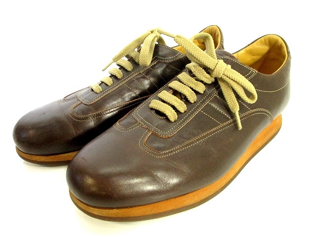 バーバリー BURBERRY レザー スニーカー シューズ ローカット 茶色  