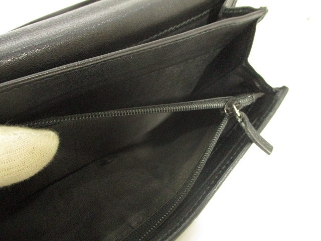 グッチ GUCCI 折りたたみ 長財布 レザー シマ 黒 ブラック