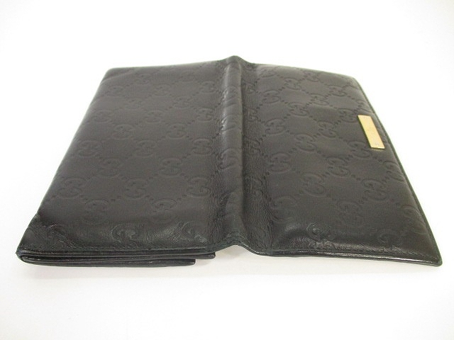 Gucci 長財布 グッチ GUCCI 折りたたみ 長財布 レザー シマ 黒 ブラック