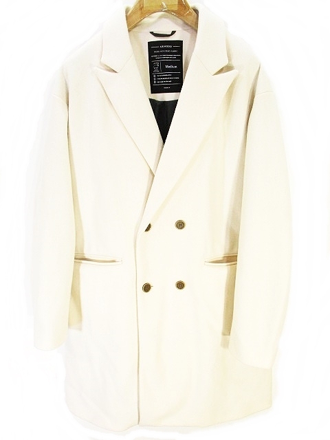 レイジブルー Rageblue チェスター コート ロング ジャケット ダブル 無地 白 ホワイト M メンズ 146 ベクトルパーク