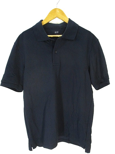 ユニクロ Uniqlo ポロシャツ 半袖 無地 紺 ネイビー M メンズ 146 ベクトルパーク