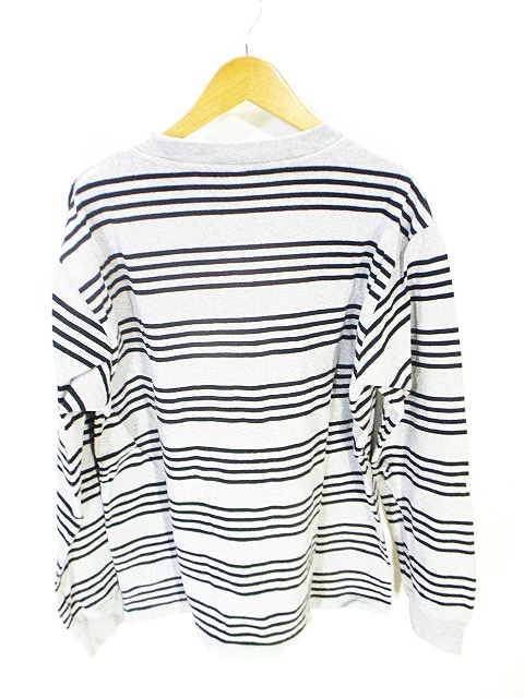 ユニクロ Uniqlo Tシャツ カットソー 長袖 クルーネック ボーダー 灰色 グレー M メンズ 146 ベクトルパーク