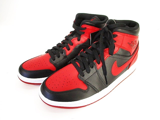未使用品 ナイキ NIKE AIR JORDAN 1 MID スニーカー ロゴ 赤 黒 レッド  