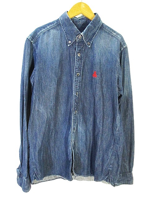 ソフネット SOPHNET. ボタンダウン シャツ 長袖 刺繍 インディゴ M ZX