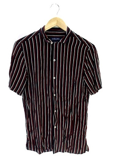 ザラマン Zara Man カジュアル シャツ 半袖 ストライプ 紺 ネイビー S Zx メンズ 146 ベクトルパーク