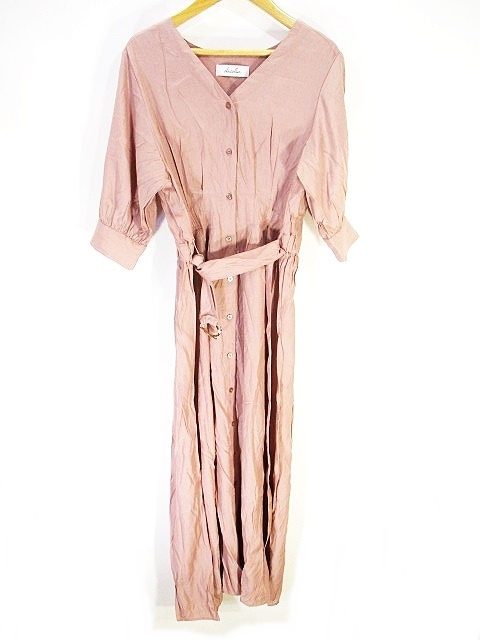 ダズリン Dazzlin ノーカラー シャツ ブラウス ロング ワンピース 七分袖 リングベルト ピンク F レディース 146 ベクトルパーク ダズリン Dazzlin ノーカラー シャツ ブラウス ロング ワンピース 七分袖 リングベルト ピンク F レディース 146 ベクトルパーク