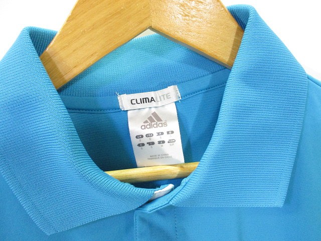 アディダス adidas ポロシャツ 半袖 水色 ライトブルー M 国内正規