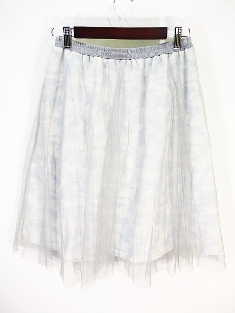 未使用品 アースミュージック エコロジー Earth Music Ecology チュールスカート 迷彩柄 グレー サイズf レディース 146 ベクトルパーク