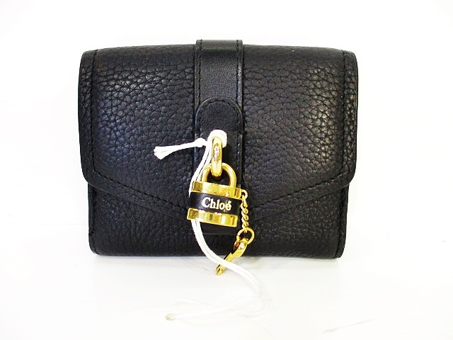 未使用品 クロエ CHLOE 財布 三つ折り 南京錠 ABY ブラック 黒  