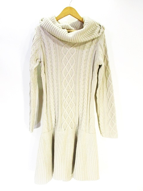 ミーア Miia ニット ワンピース 長袖 オフタートル ケーブルニット ベージュ Sizef レディース 146 ベクトルパーク