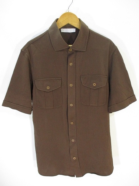 Filippo De Laurentiis 半袖 シャツ 無地 茶色 ブラウン 46 メンズ 146 ベクトルパーク
