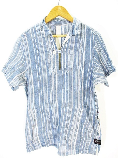快晴堂 ガーゼ プルオーバー シャツ 半袖 ストライプ ブルー 2 メンズ 146 ベクトルパーク 快晴堂 ガーゼ プルオーバー シャツ 半袖 ストライプ ブルー 2 メンズ 146 ベクトルパーク