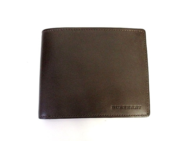 バーバリー BURBERRY 2つ折り 財布 レザー 茶色 ブラウン メンズ