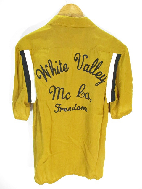 パラノイド PARANOID 開衿 シャツ 半袖 刺繍 マスタード M ZX メンズ