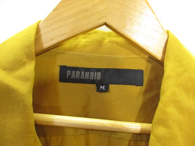 パラノイド PARANOID 開衿 シャツ 半袖 刺繍 マスタード M ZX メンズ