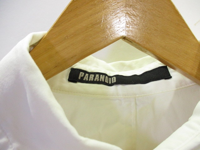 パラノイド PARANOID カジュアル シャツ 長袖 無地 白 ホワイト ZX