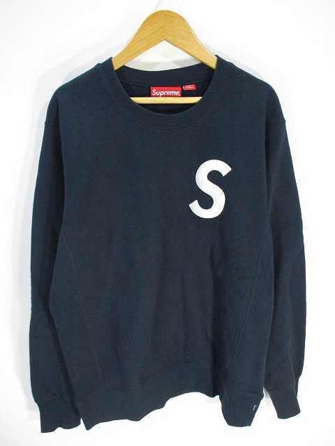 シュプリーム SUPREME スウェット トレーナー 長袖 裏起毛 Sロゴ 紺  