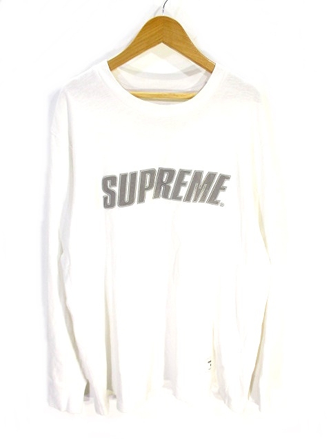 SUPREME ロゴプリント 長袖Tシャツ ホワイト