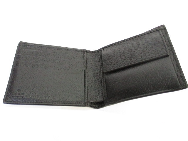 グッチ GUCCI 423725 203887 ロゴ レザー 二つ折り 財布 小銭入れ 黒