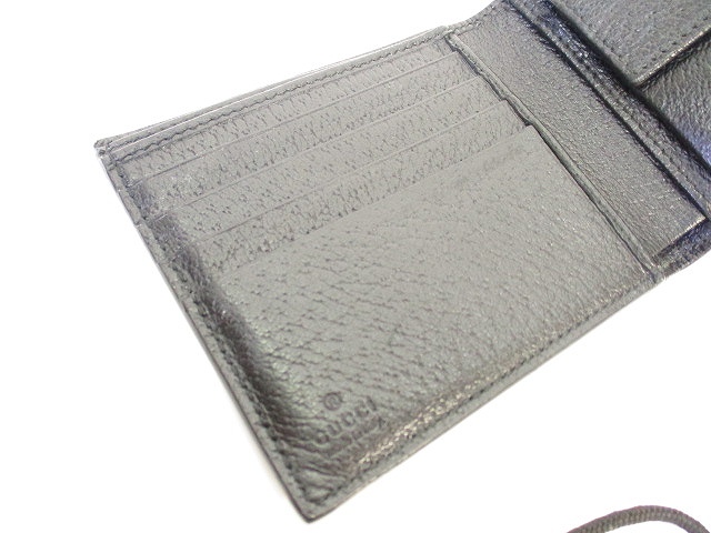 グッチ GUCCI 423725 203887 ロゴ レザー 二つ折り 財布 小銭入れ 黒  
