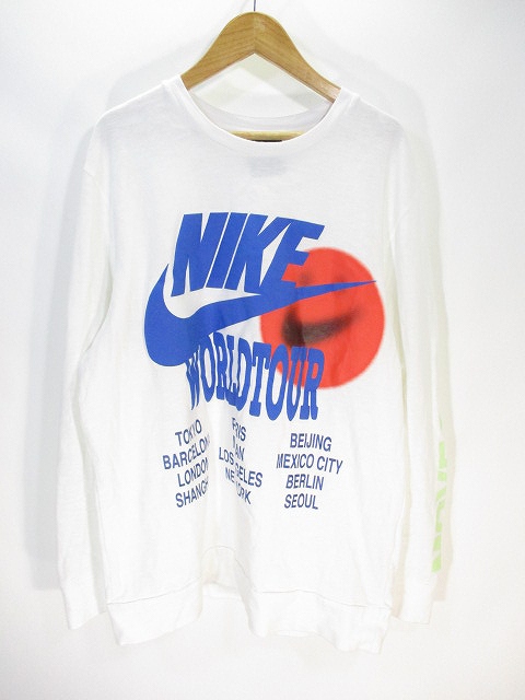 ナイキ NIKE Tシャツ カットソー 長袖 プリント 白 ホワイト L 国内 