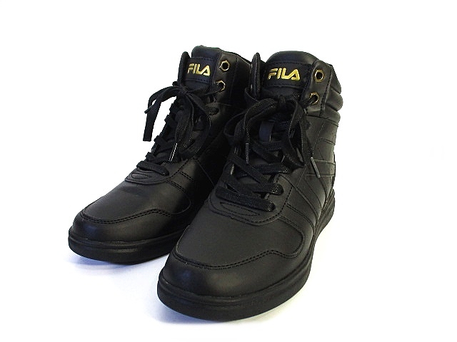 フィラ FILA ハイカット インヒール スニーカー ブラック 黒 ロゴ size 