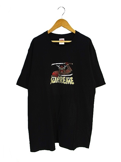 シュプリーム 黒 XL ペイント 半袖 Ｔシャツ（110）a シュプリーム SUPREME samurai Tee プリント Tシャツ カットソー