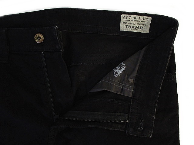 ディーゼル DIESEL THAVAR スキニー デニム パンツ ブラック 黒 革