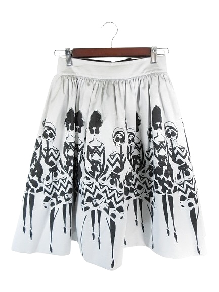 J391 美品 S 0 アリスアンドオリビア ステイシー ひざ丈 レディース アリスオリビア alice + olivia スカート 膝丈 フレア プリント