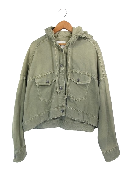 ザラ ZARA フード デニム ジャケット 無地 ショート丈 サイズMEX24 