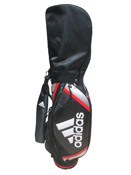 アディダス adidas キャディ バッグ 9型 5分割 黒 レッド QQQ メンズ