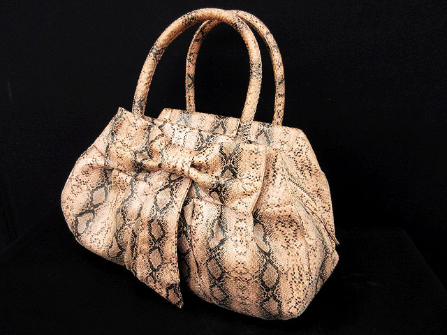 サマンサベガ Samantha Vega バッグ ハンド ミニボストン パイソン ヘビ柄 リボン ピンク Ayy レディース 148 ベクトルパーク