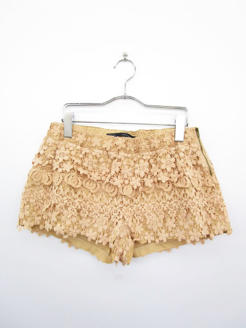 ザラ Zara Basic パンツ ショート キュロット スカート 刺繍 花柄 ティアード L オレンジ レディース 150 ベクトルパーク